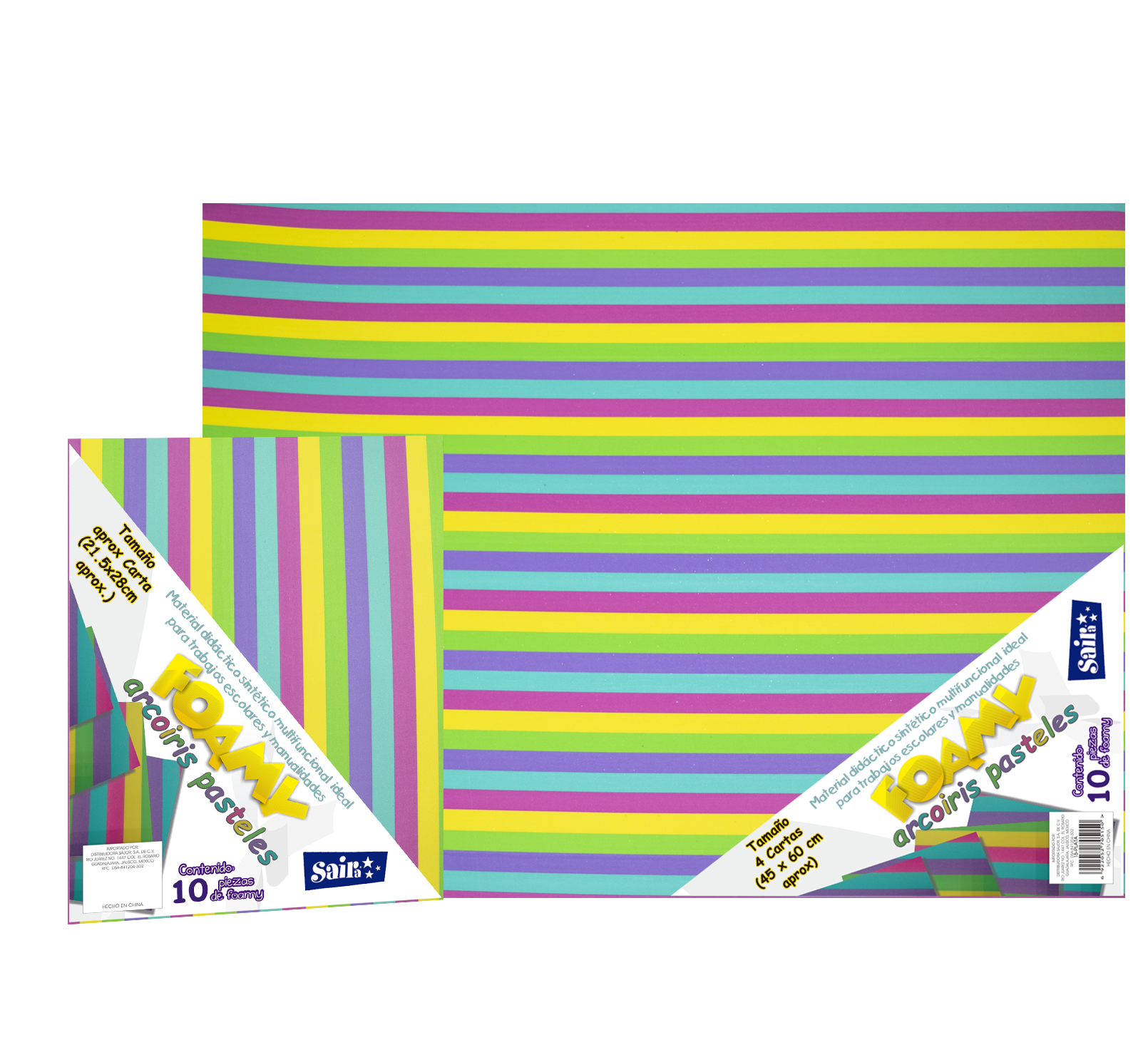 Foamy Arcoiris Colores PastelesCarta y 43×56 | Distribuidora Sajor  de  